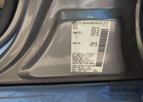 2016 Nissan Altima 2.5/2.5 S/2.5 Sl/2.5 Sr/2.5 Sv from USA, damaged, VIN 1N4AL3AP5GC121498